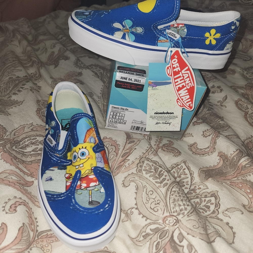 Vans spongebob classic slip-on shoes mens 5 womens 6.5 new